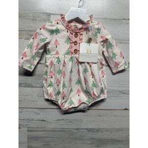 Swoon Baby Christmas Tree Bubble Romper Girls 6M Pink‎ Green Festive NWT